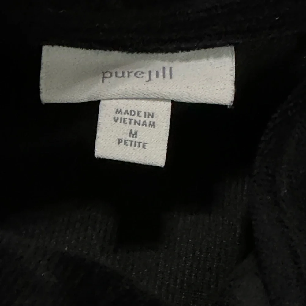 PureJill Black Long Sleeve Corded Velour Mock Cowl Neck Dress Size M Petite - Picture 3 of 4